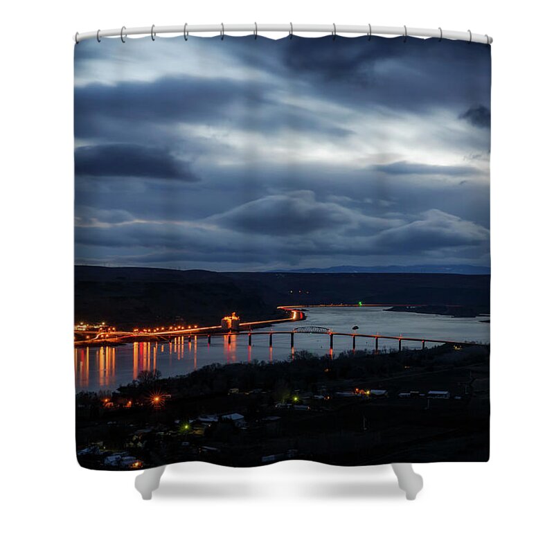 Night Shower Curtain featuring the photograph Columbia River by Cat Connor