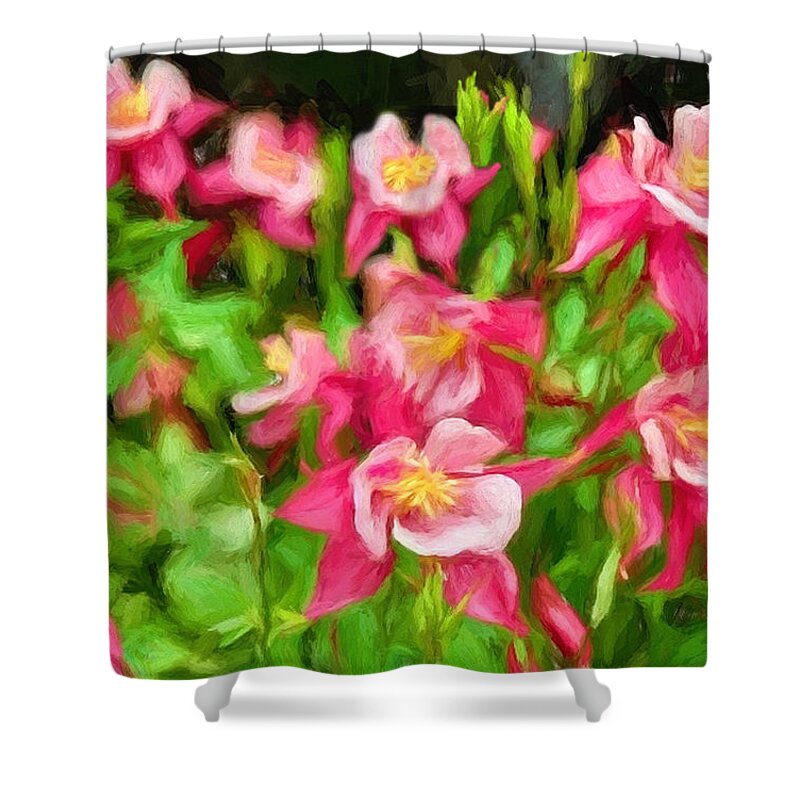 Painting Shower Curtain featuring the painting Columbine in the Quabbin by Mitchell R Grosky