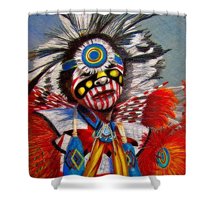 Comanche Dance Shower Curtain featuring the drawing Comanche Dance by Marilyn Smith