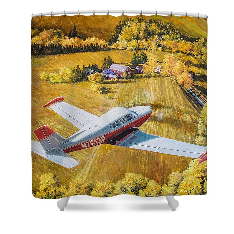 Aviation Shower Curtain featuring the painting Comanche by Douglas Castleman