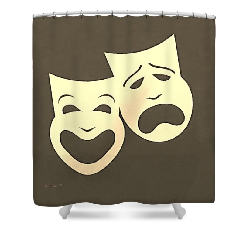 Comedy And Tragedy Shower Curtain featuring the photograph COMEDY n TRAGEDY SEPIA by Rob Hans