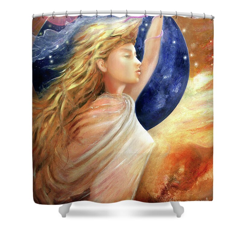 Comet Shower Curtain featuring the painting Comet Dreamer Ascend by Michael Rock