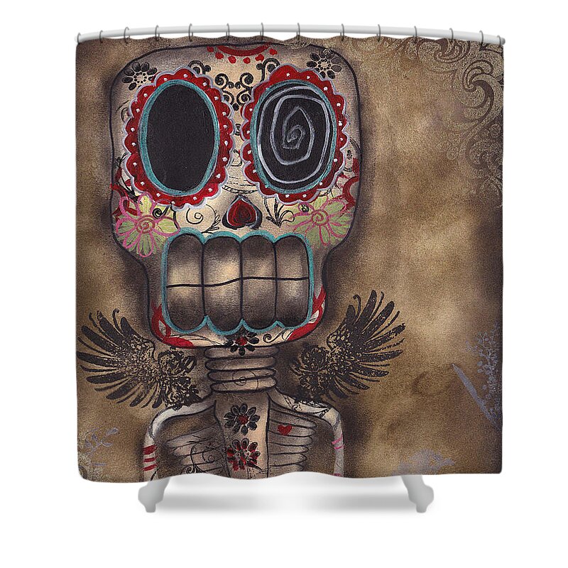 Day Of The Dead Shower Curtain featuring the painting Coming for You by Abril Andrade