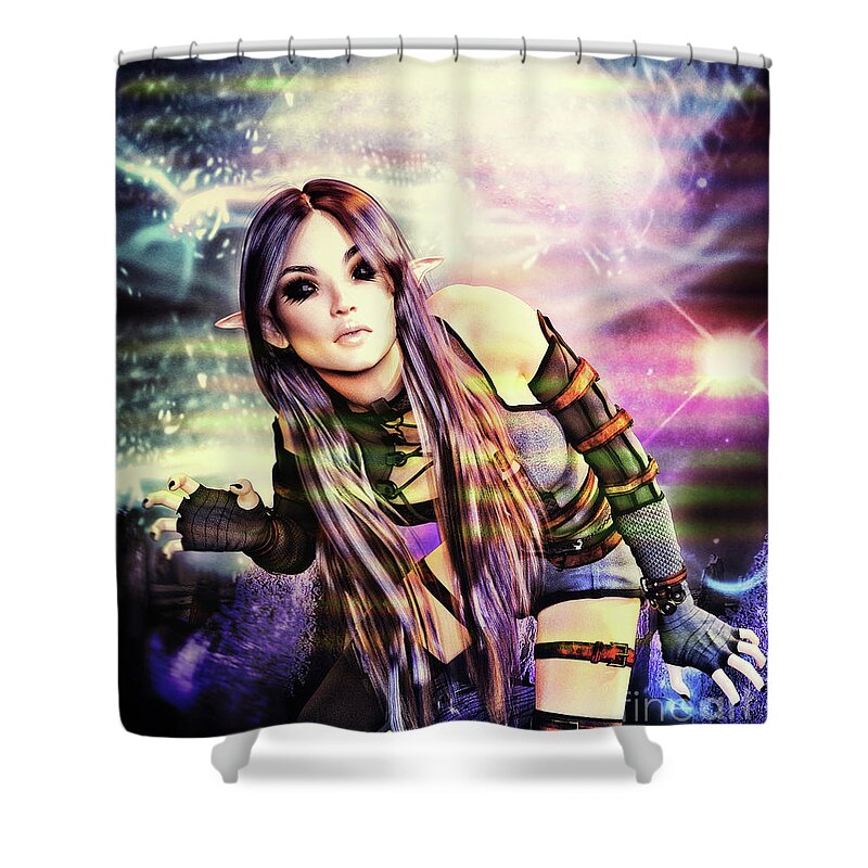 Sci-fi Shower Curtain featuring the digital art Coming Through in Waves by Alicia Hollinger
