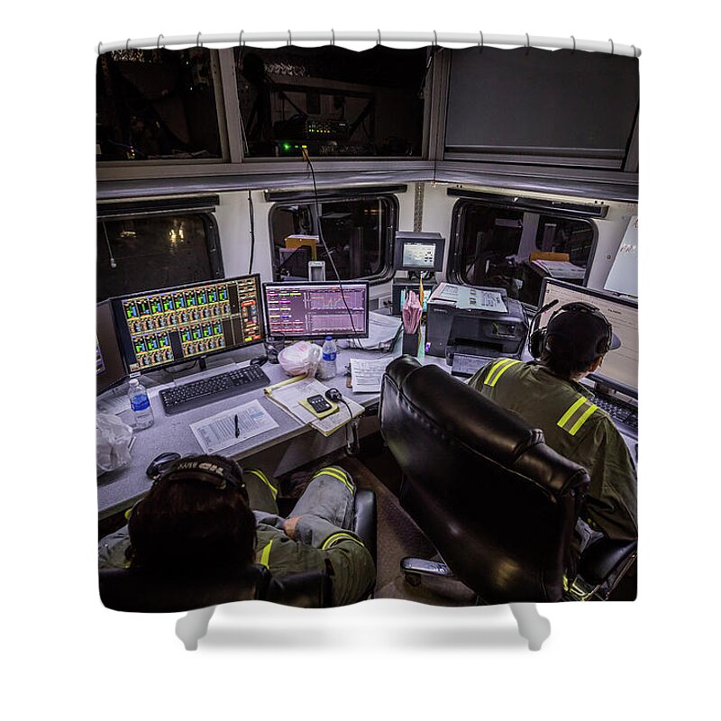 Drilling Rig Shower Curtain featuring the photograph Command Center by Jonas Wingfield