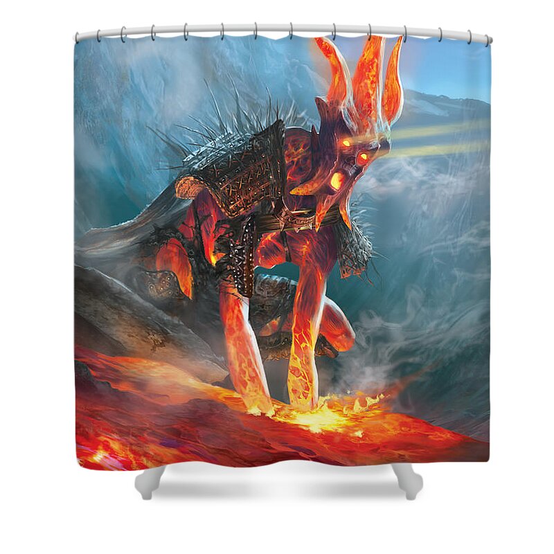 Mtg Shower Curtain featuring the digital art Commune With Lava by Ryan Barger