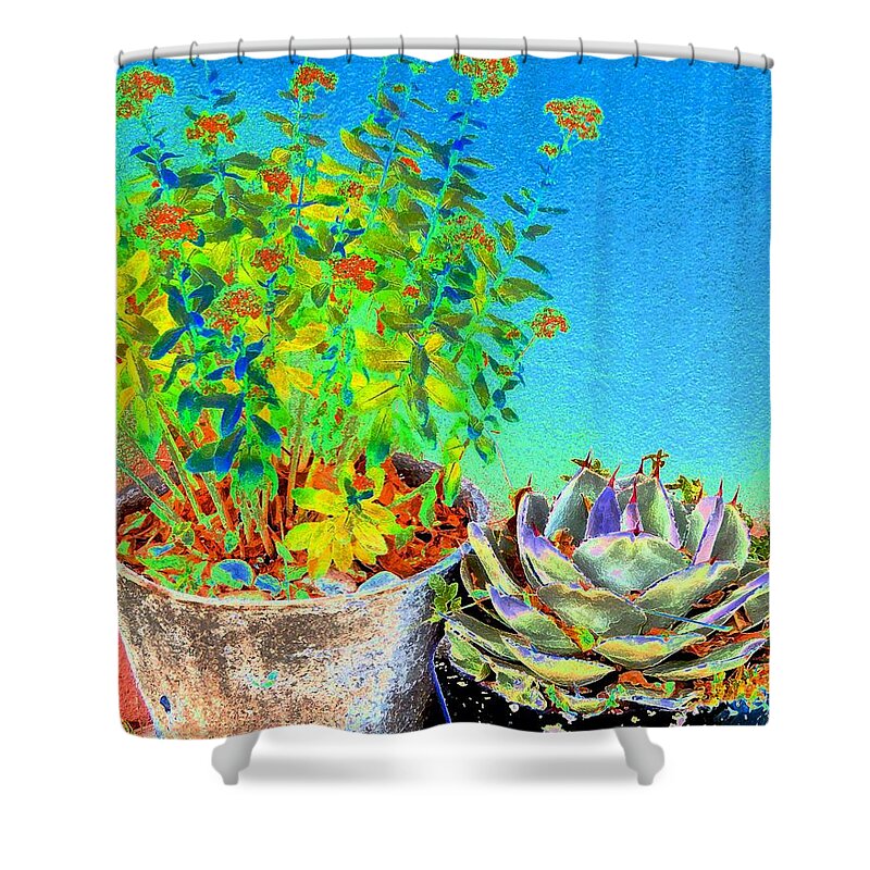 Flower Shower Curtain featuring the digital art Companionship	 by Ann Johndro-Collins