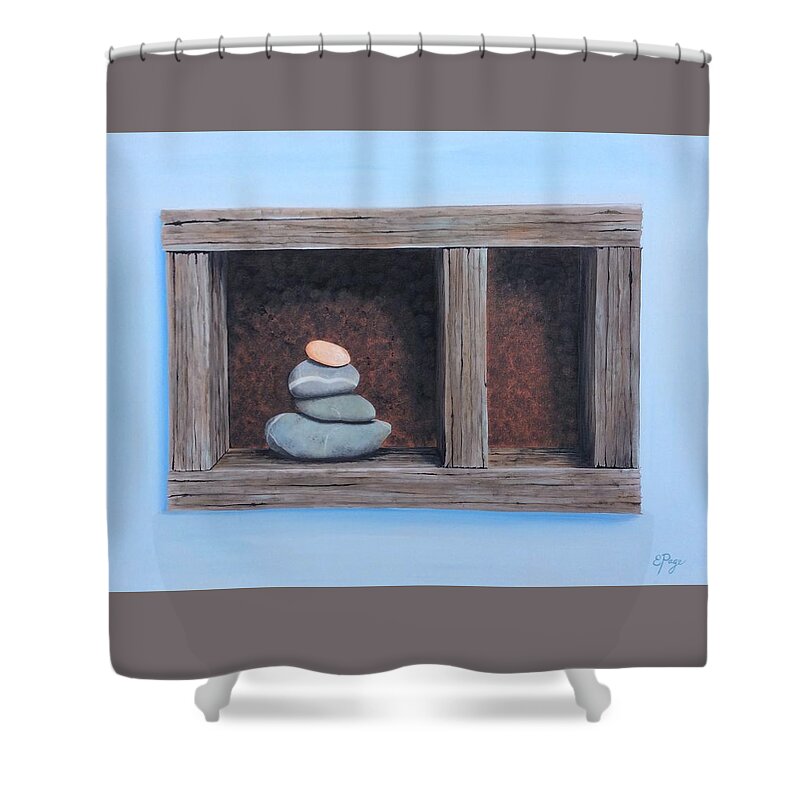 Rock Shower Curtain featuring the painting Compartments by Emily Page