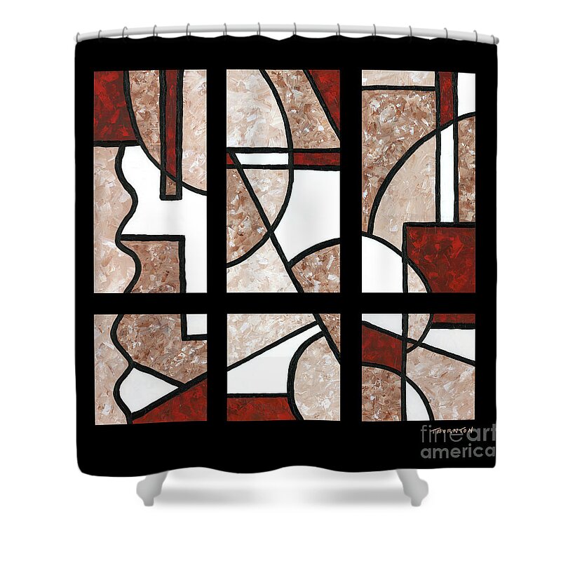 Abstract Shower Curtain featuring the painting Compartments Six Panels by Diane Thornton