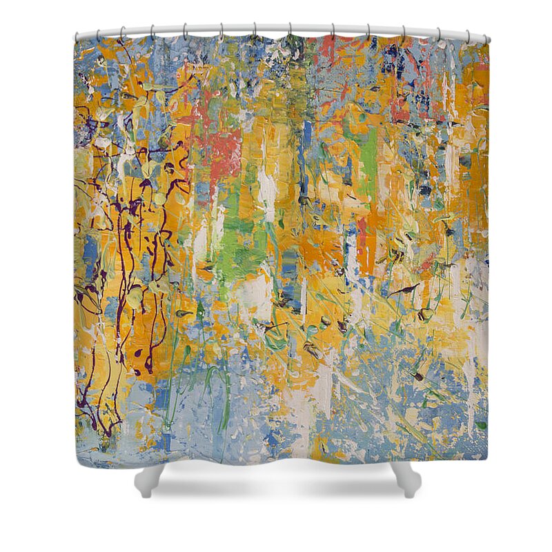 Compete Shower Curtain featuring the painting Competing Priorities by Linda Bailey