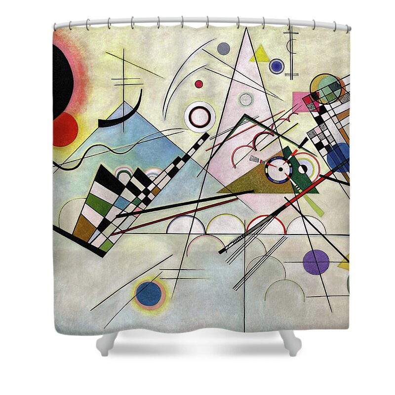 Der Blaue Reiter Shower Curtain featuring the painting Composition 8 by Wassily Kandinsky