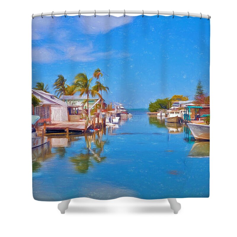 Conchkey Shower Curtain featuring the photograph Conch Key Waterfront Living 3 by Ginger Wakem