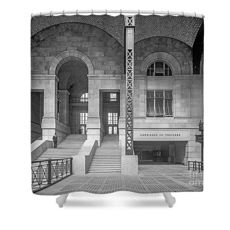 Penn Shower Curtain featuring the photograph Concourse exit to 33rd St by Russell Brown