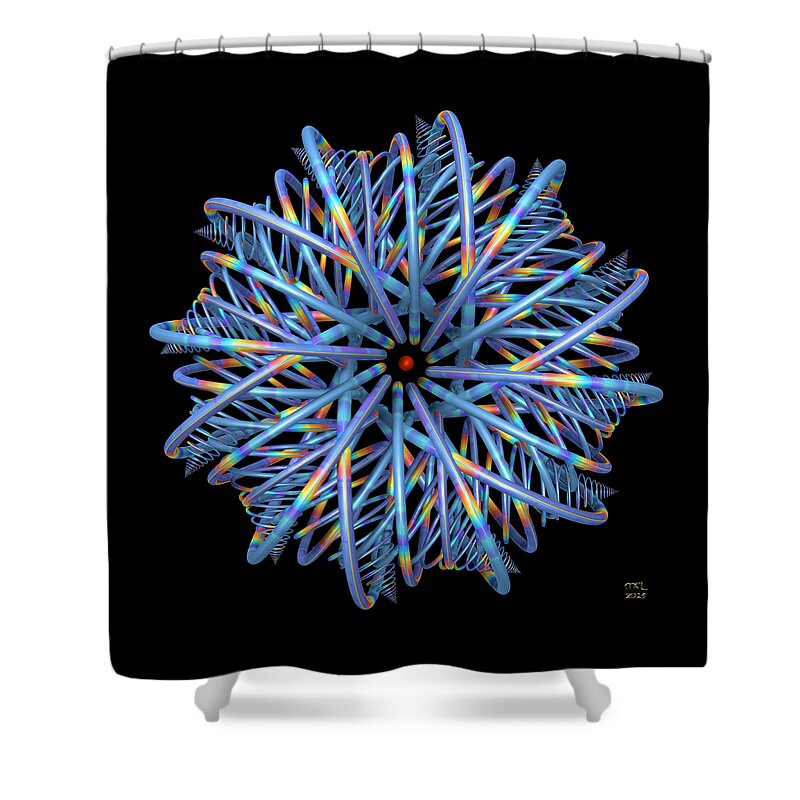 Abstract Shower Curtain featuring the digital art Conjecture 3 by Manny Lorenzo