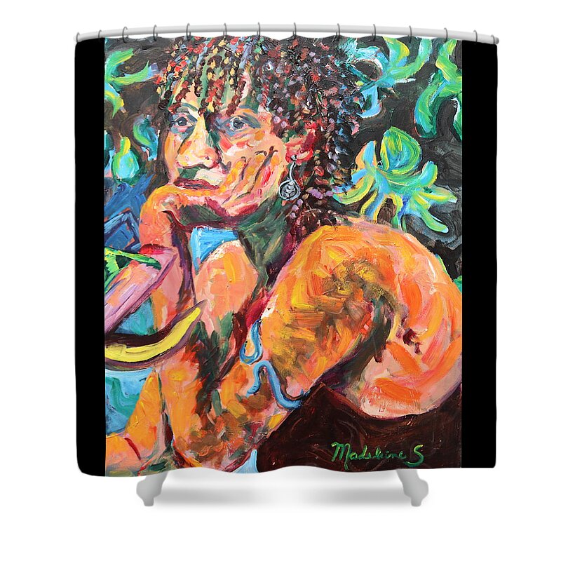 Portraits Shower Curtain featuring the painting Contemplating the Night by Madeleine Shulman