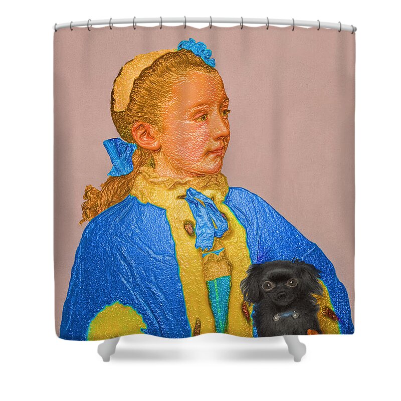 Abstract In The Living Room Shower Curtain featuring the digital art Contemporary 4 Liotard by David Bridburg
