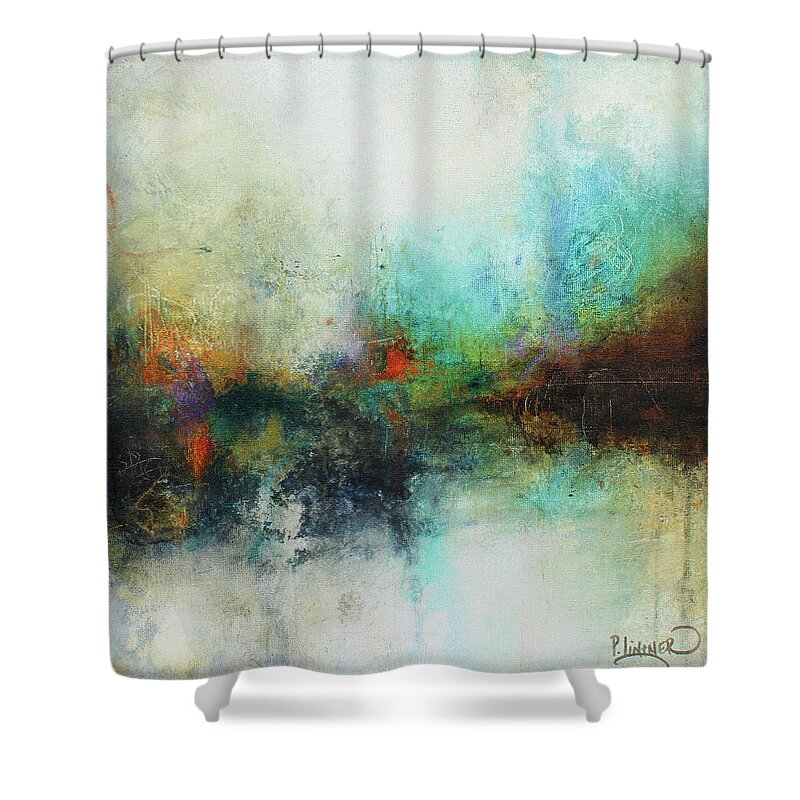 Blue And Red Abstract Painting Shower Curtain featuring the painting Contemporary Abstract Art Painting by Patricia Lintner