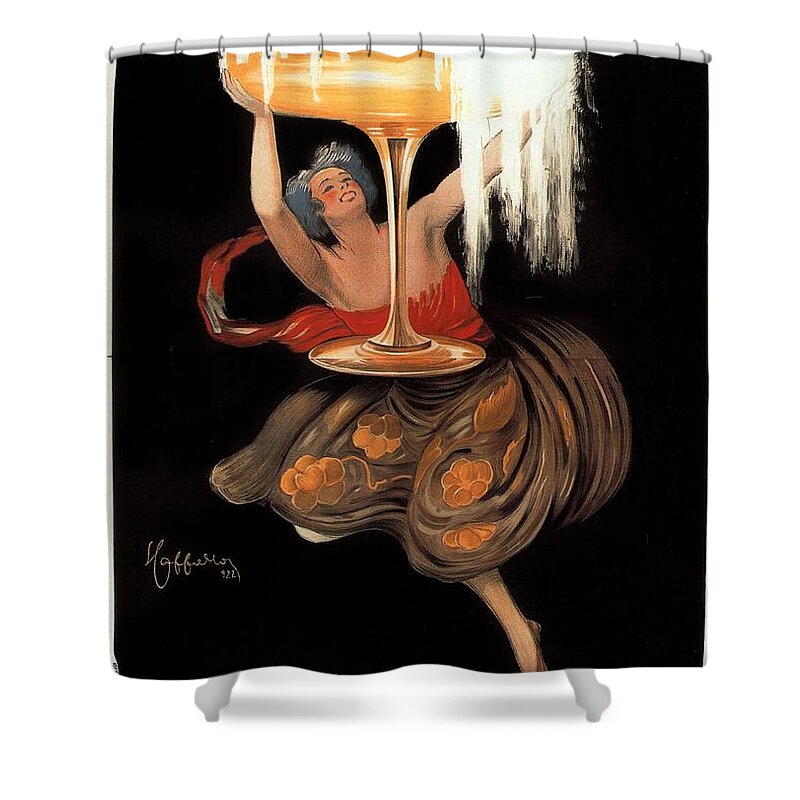 Contratto Shower Curtain featuring the mixed media Contratto - Vintage Liquor Advertising Poster by Studio Grafiikka