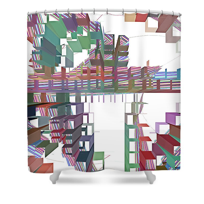 Increments Shower Curtain featuring the digital art Conundrum 9 by Lynda Lehmann