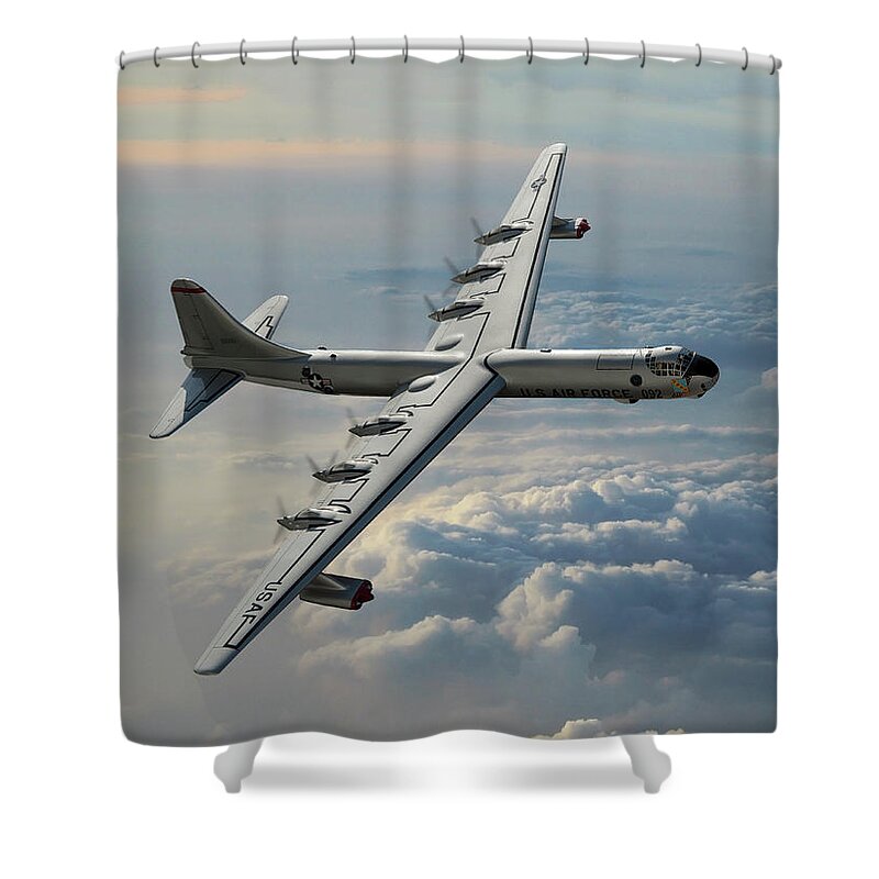 U.s. Air Force B-36 Bomber Shower Curtain featuring the digital art Convair RB-36F Peacemaker by Erik Simonsen