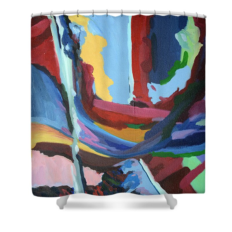 Shower Curtain featuring the painting Convergence by John Napoli