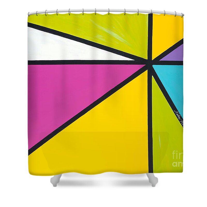 Lines Shower Curtain featuring the painting Convergence by Nadine Rippelmeyer