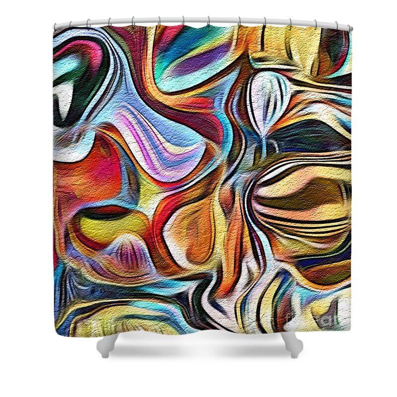 Abstract Shower Curtain featuring the digital art Conversation Starter by Kathie Chicoine