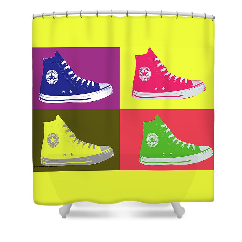 Converse Pop Art Shower Curtain by Michael Chatman - Pixels