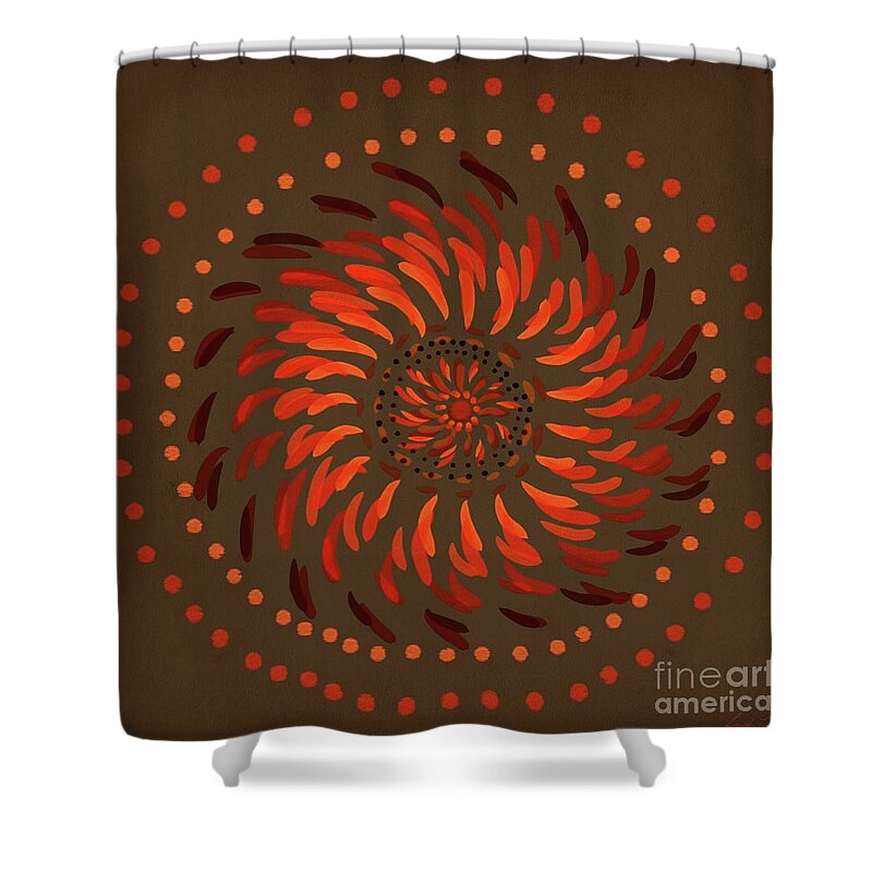 Abstract Shower Curtain featuring the painting Coober Pedy by Linda Lees