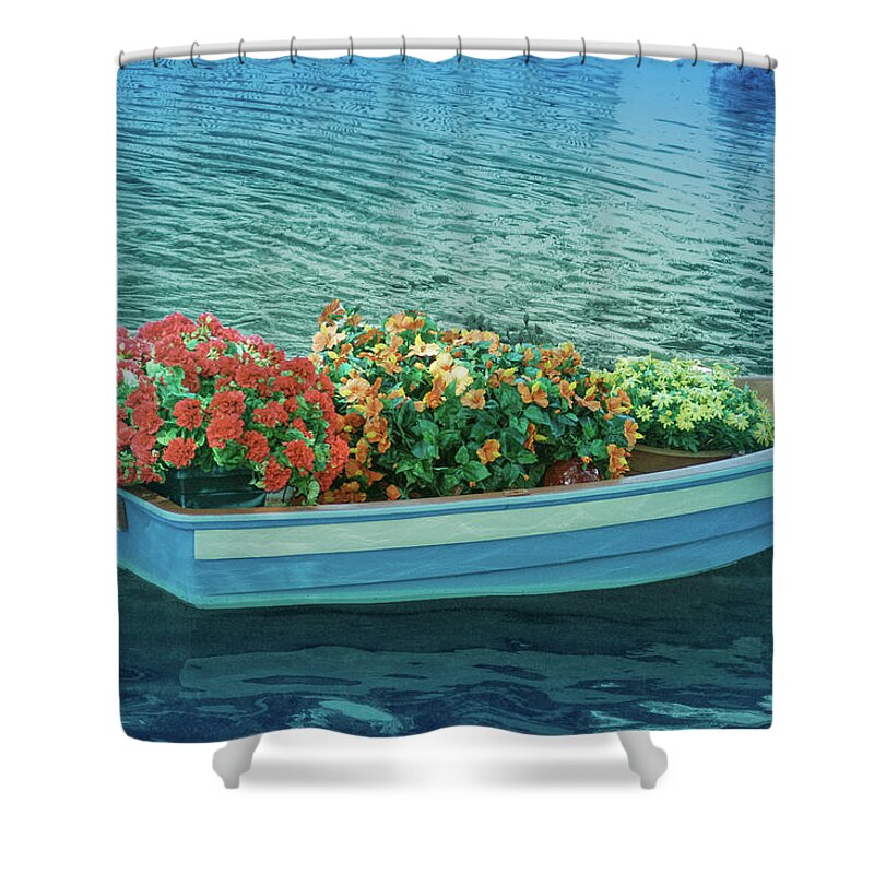 Boat Shower Curtain featuring the photograph Cool Blue Boat Parade by Aimee L Maher ALM GALLERY