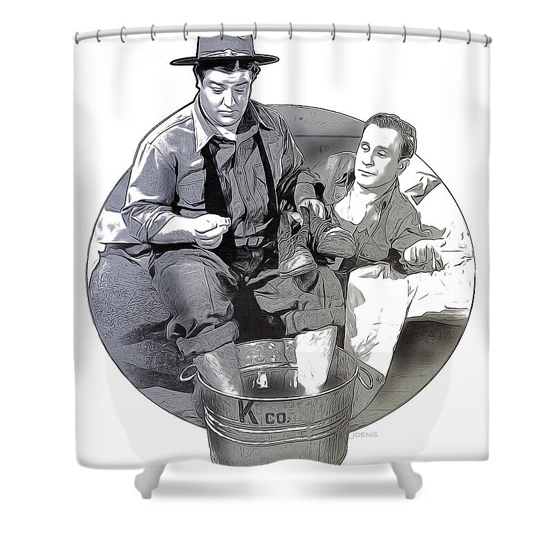Abbott And Costello Shower Curtain featuring the digital art Cool feet by Greg Joens