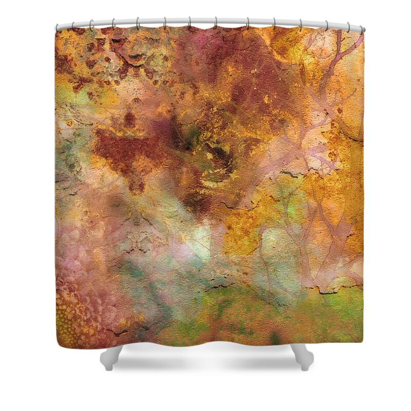Copper Shower Curtain featuring the painting Coppersscape 3 by Priscilla Huber