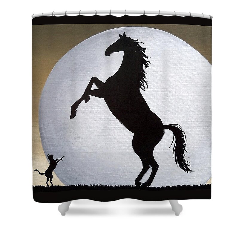 Horse Shower Curtain featuring the painting Copy Cat by Debbie Criswell