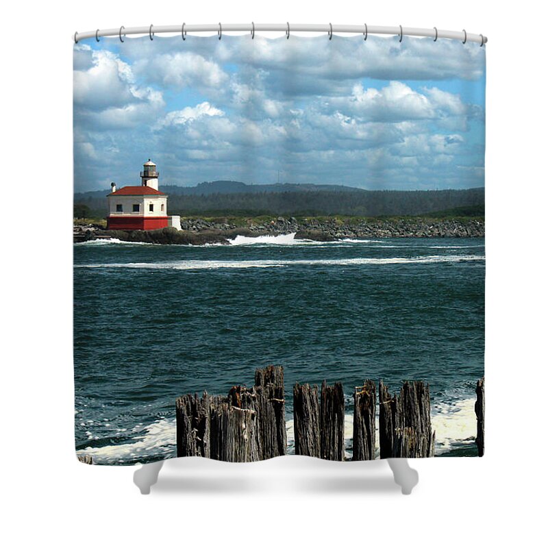 Lighthouse Shower Curtain featuring the photograph Coquille River Lighthouse by James Eddy