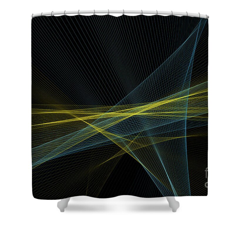 Abstract Shower Curtain featuring the digital art Coral Reef Computer Graphic Line Pattern by Frank Ramspott