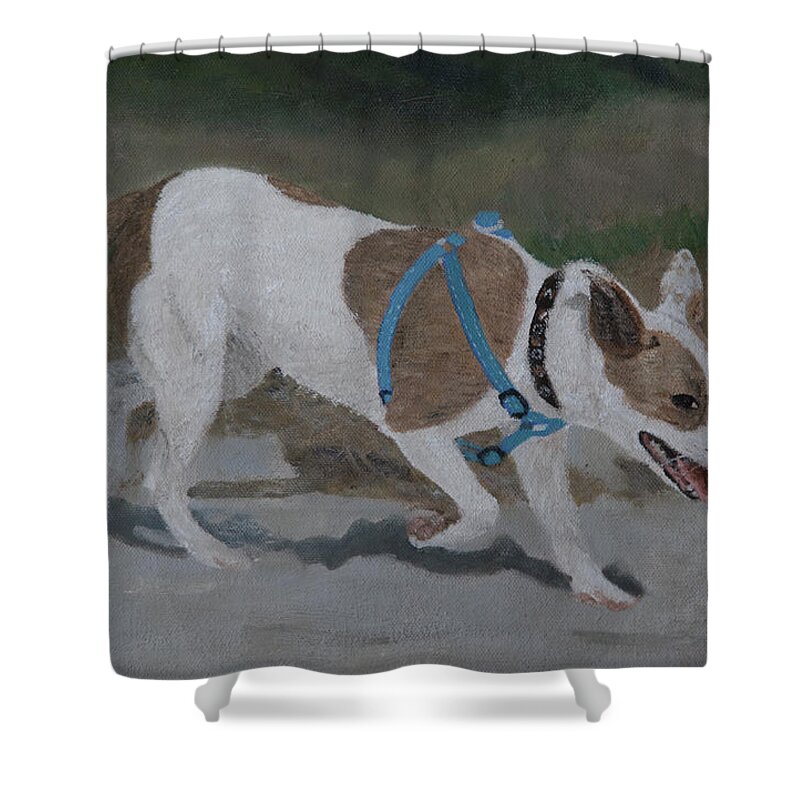 Dog Shower Curtain featuring the painting Corby by Masami Iida