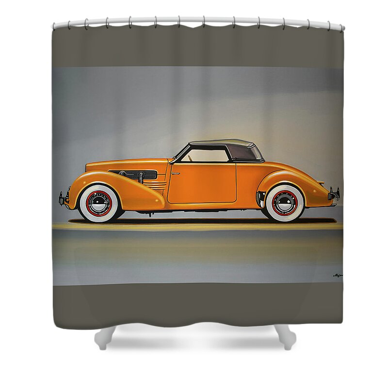 Cord 810 Shower Curtain featuring the painting Cord 810 1937 Painting by Paul Meijering
