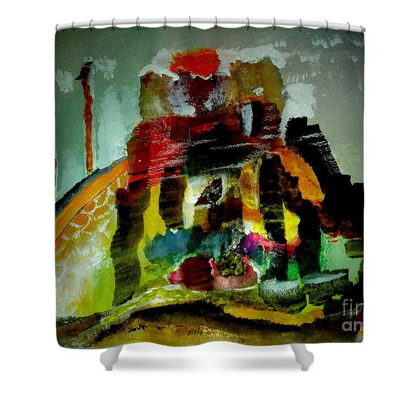 Abstract Shower Curtain featuring the painting Core by Subrata Bose