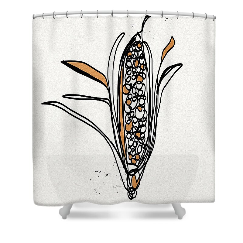 Corn Shower Curtain featuring the drawing corn- contemporary art by Linda Woods by Linda Woods