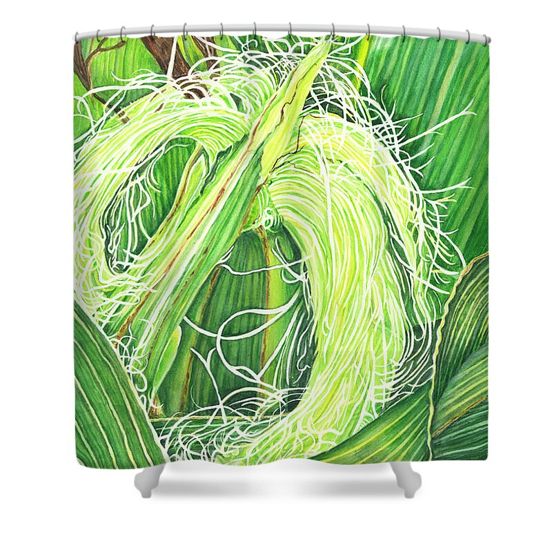 Corn Shower Curtain featuring the painting Corn Silk by Lori Taylor