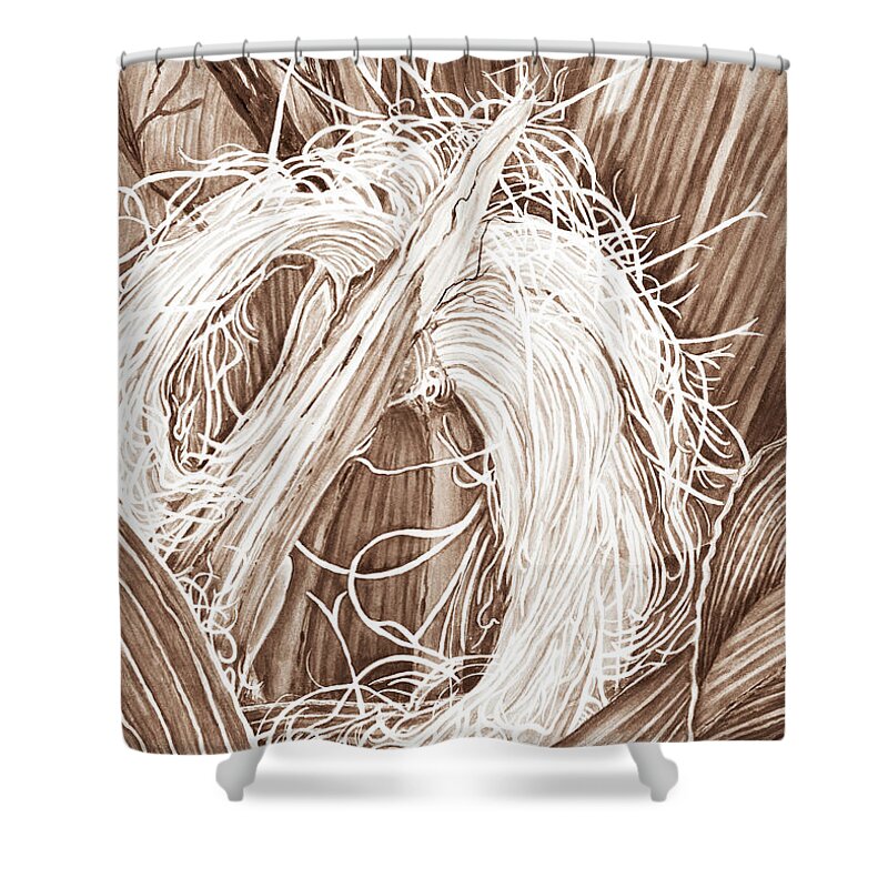 Corn Shower Curtain featuring the digital art Corn Silk - Neutral by Lori Taylor