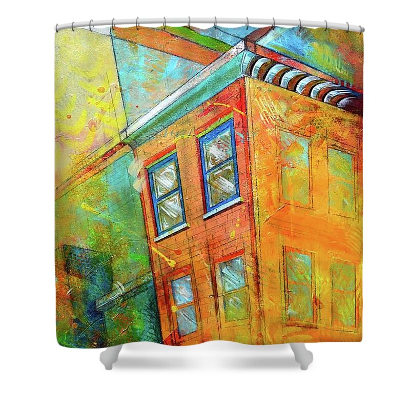 Building Shower Curtain featuring the painting Cornice by Christopher Triner