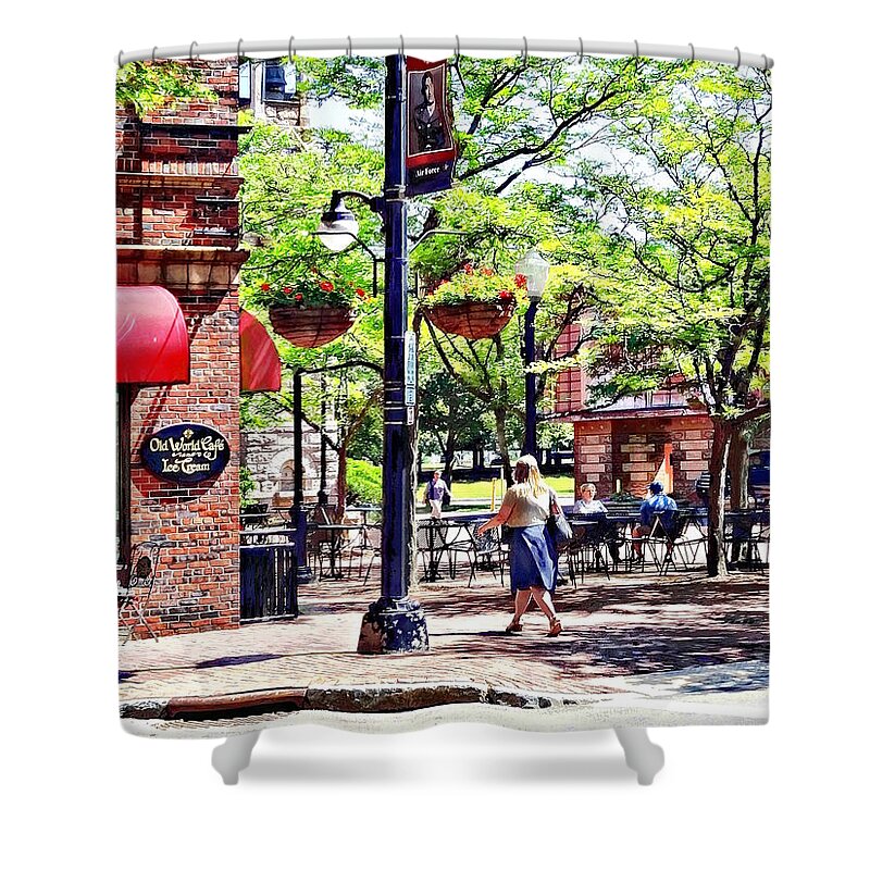 Corning Ny Shower Curtain featuring the photograph Corning NY - Charming Cafe by Susan Savad