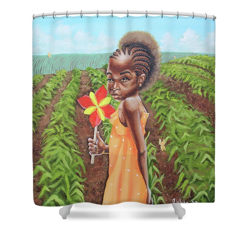 Cornrows Shower Curtain featuring the painting Cornrows by Jerome White