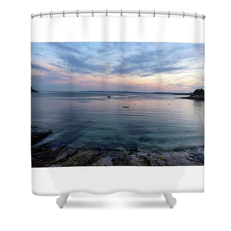 Seascape Shower Curtain featuring the photograph St Mawes sunset by Billysnips Parsons