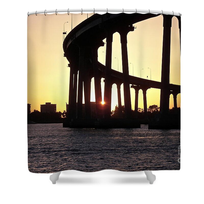 Sunset Shower Curtain featuring the photograph Coronado Bridge Sunset by Carol Bradley