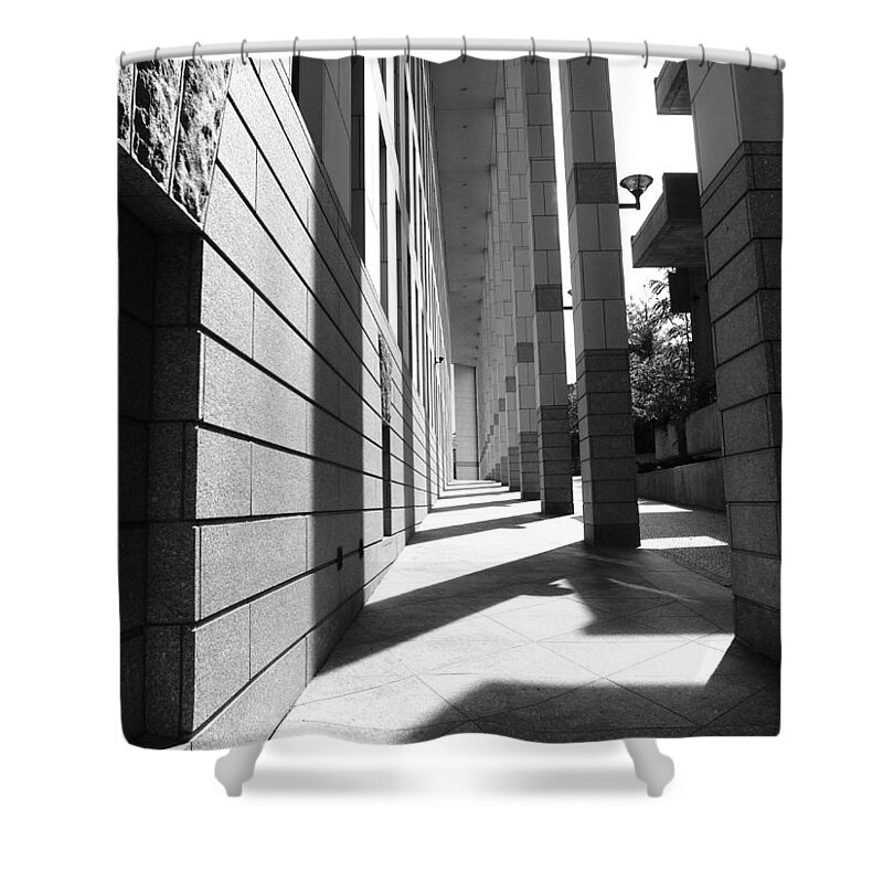 Black And White Shower Curtain featuring the photograph Corridor by Christopher Brown