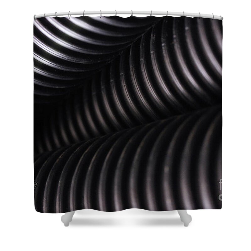 Corrugated Drain Pipe Shadow Shower Curtain featuring the photograph Corrugated Drain Pipe Shadow by Natalie Dowty