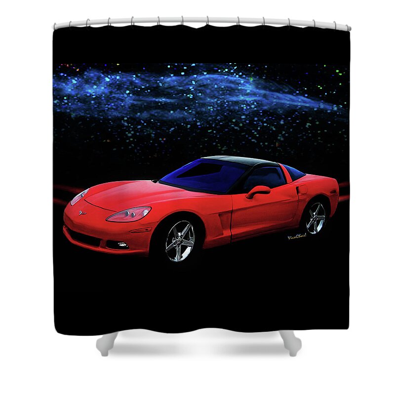 Chevrolet Shower Curtain featuring the photograph Corvette C-6 2005-2013 by Chas Sinklier