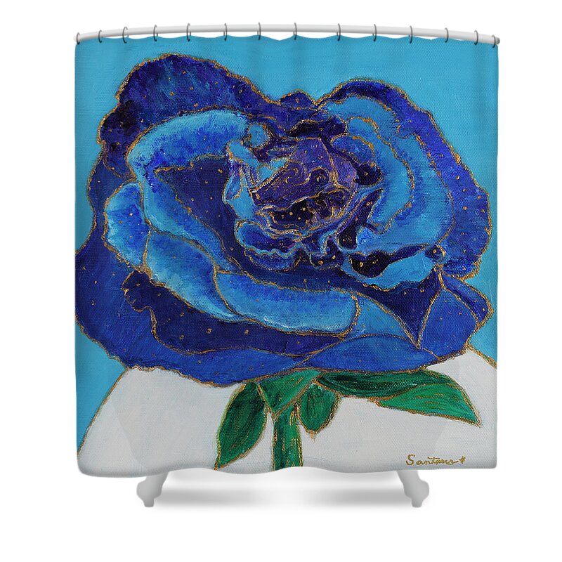 Flower Shower Curtain featuring the painting Cosmic Flower 10x10 by Santana Star